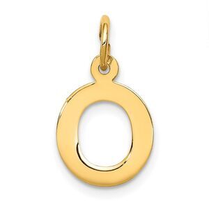 14k Yellow Gold, Amanda Collection, Small Block Initial O Pendant